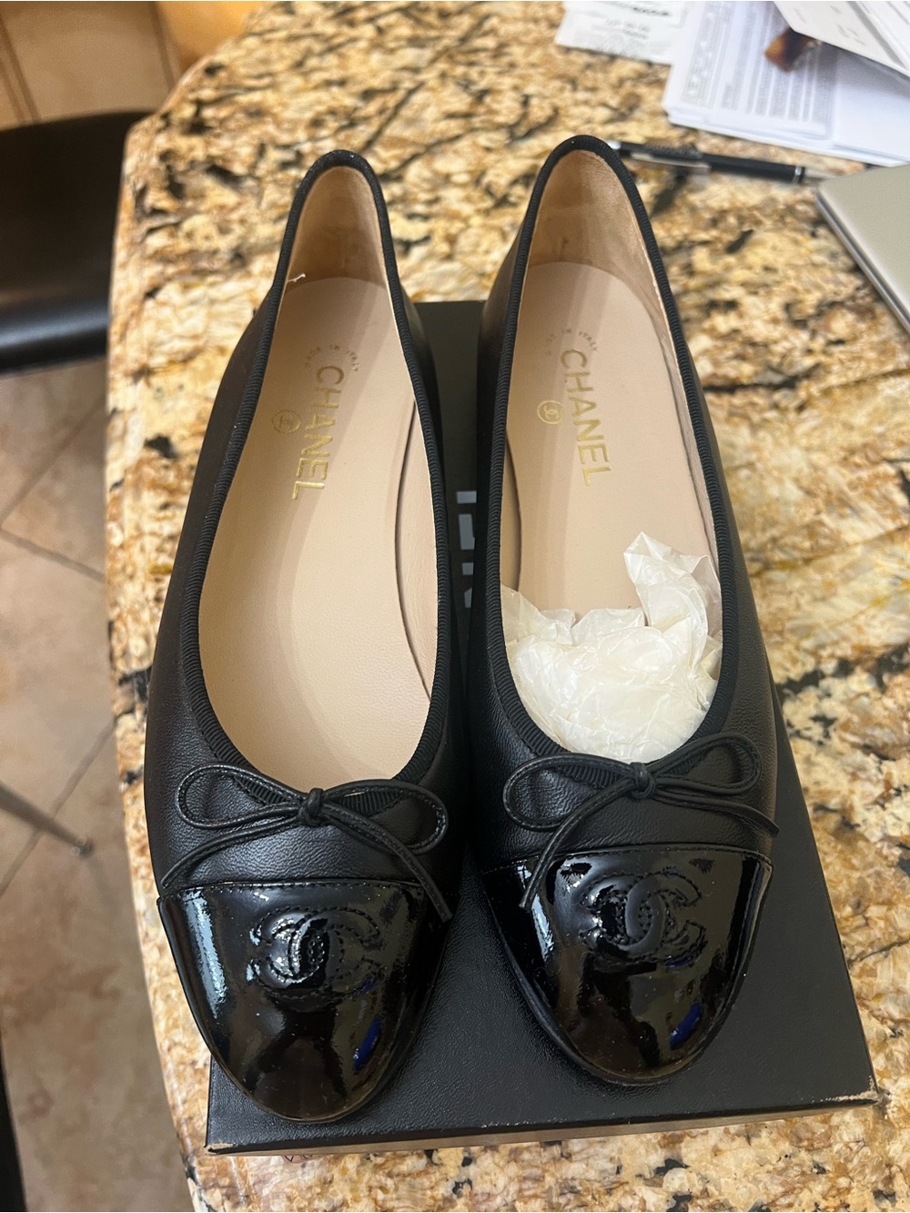 Chanel Ballerina Black Classic Shoes Sz 41
